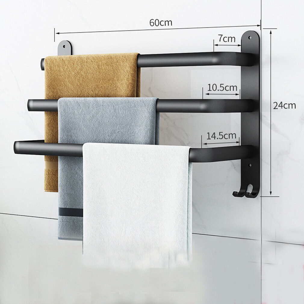 Towel rack – Aluminum – Black finish – Easy installation – Space-saving solution 3