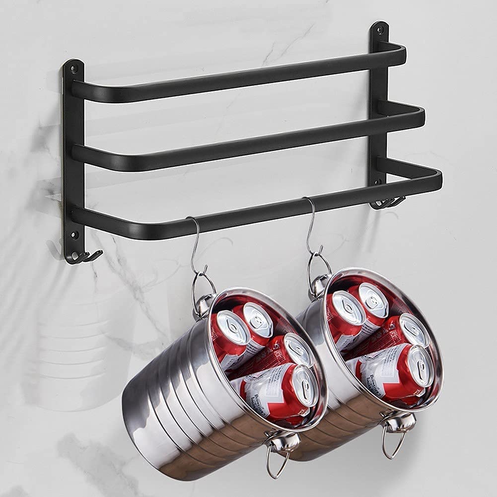 Towel rack – Aluminum – Black finish – Easy installation – Space-saving solution 4