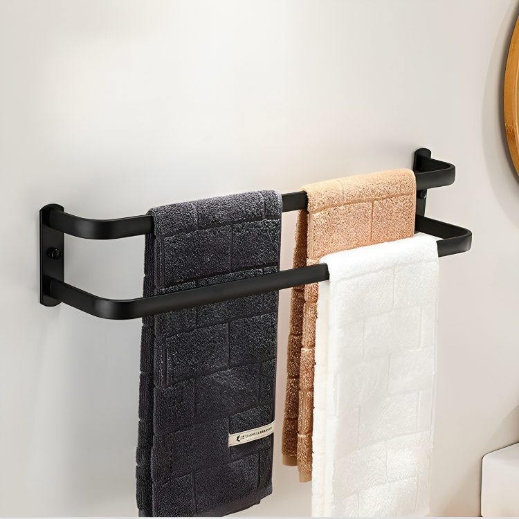 Towel rack – Aluminum – Black finish – Easy installation – Space-saving solution 7