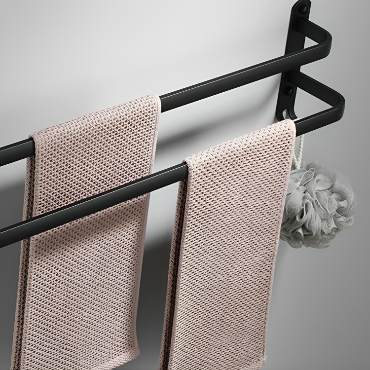 Towel rack – Aluminum – Black finish – Easy installation – Space-saving solution 8
