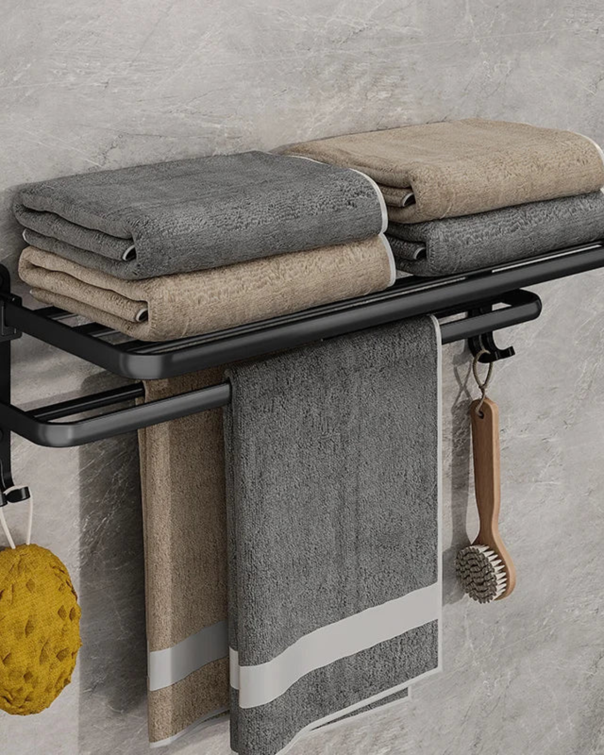 Towel rack – Matte metal – Elegant design – Modern bathroom storage solution 0