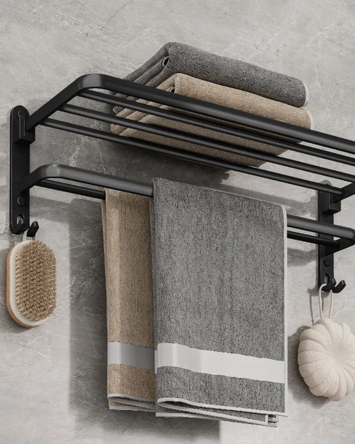 Towel rack – Matte metal – Elegant design – Modern bathroom storage solution 4
