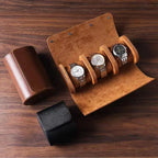 Travel Watch Case - PU-Leather Organizer for 3 Watches with Removable Pillows, Portable Travel Design 0