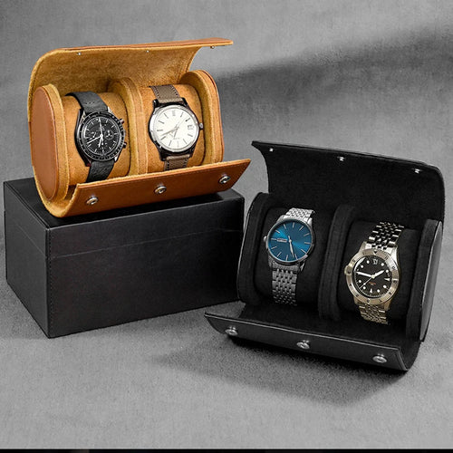 Travel Watch Case - PU-Leather Organizer for 3 Watches with Removable Pillows, Portable Travel Design 1