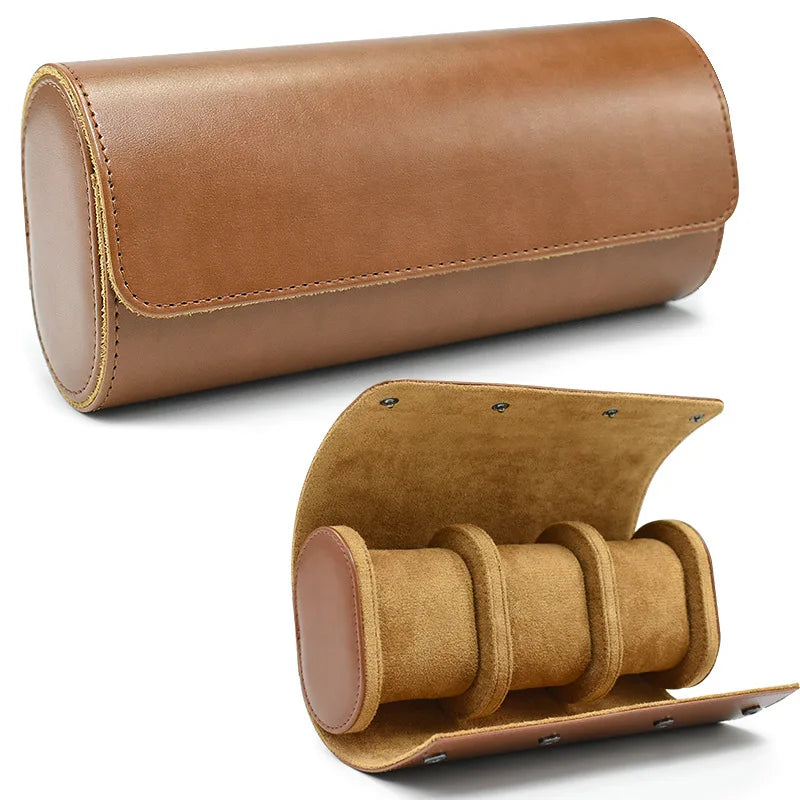 Travel Watch Case - PU-Leather Organizer for 3 Watches with Removable Pillows, Portable Travel Design 11
