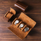 Travel Watch Case - PU-Leather Organizer for 3 Watches with Removable Pillows, Portable Travel Design 4