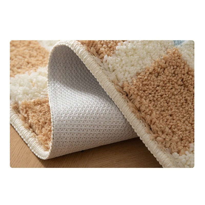 Tufted bath mat – Soft polyester – Modern blue stripe design – Anti-slip for bathroom and kitchen 5