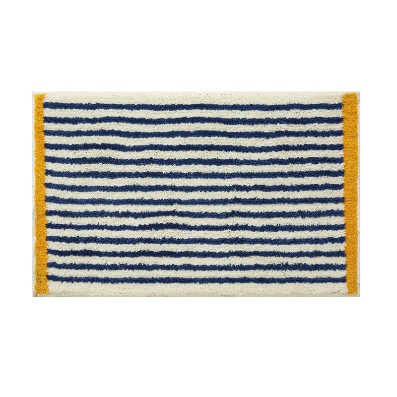 Tufted bath mat – Soft polyester – Modern blue stripe design – Anti-slip for bathroom and kitchen 6