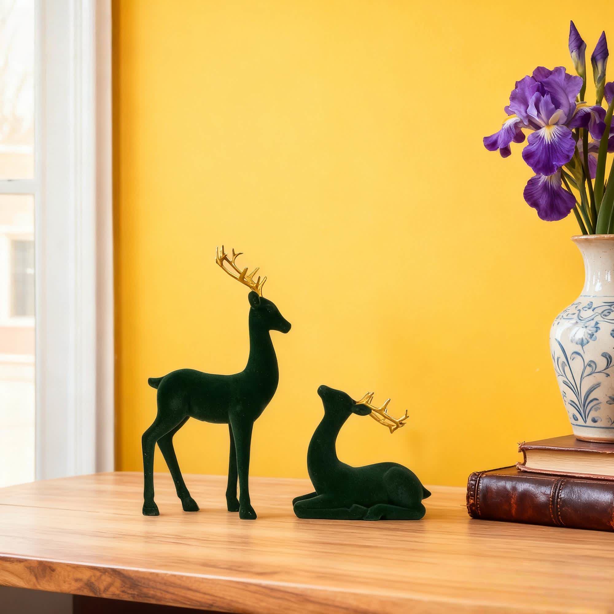 Set of two-tone resin Christmas ornaments featuring festive reindeer designs. The ornaments showcase a mix of vibrant red and green colors, adding a cheerful touch to 9