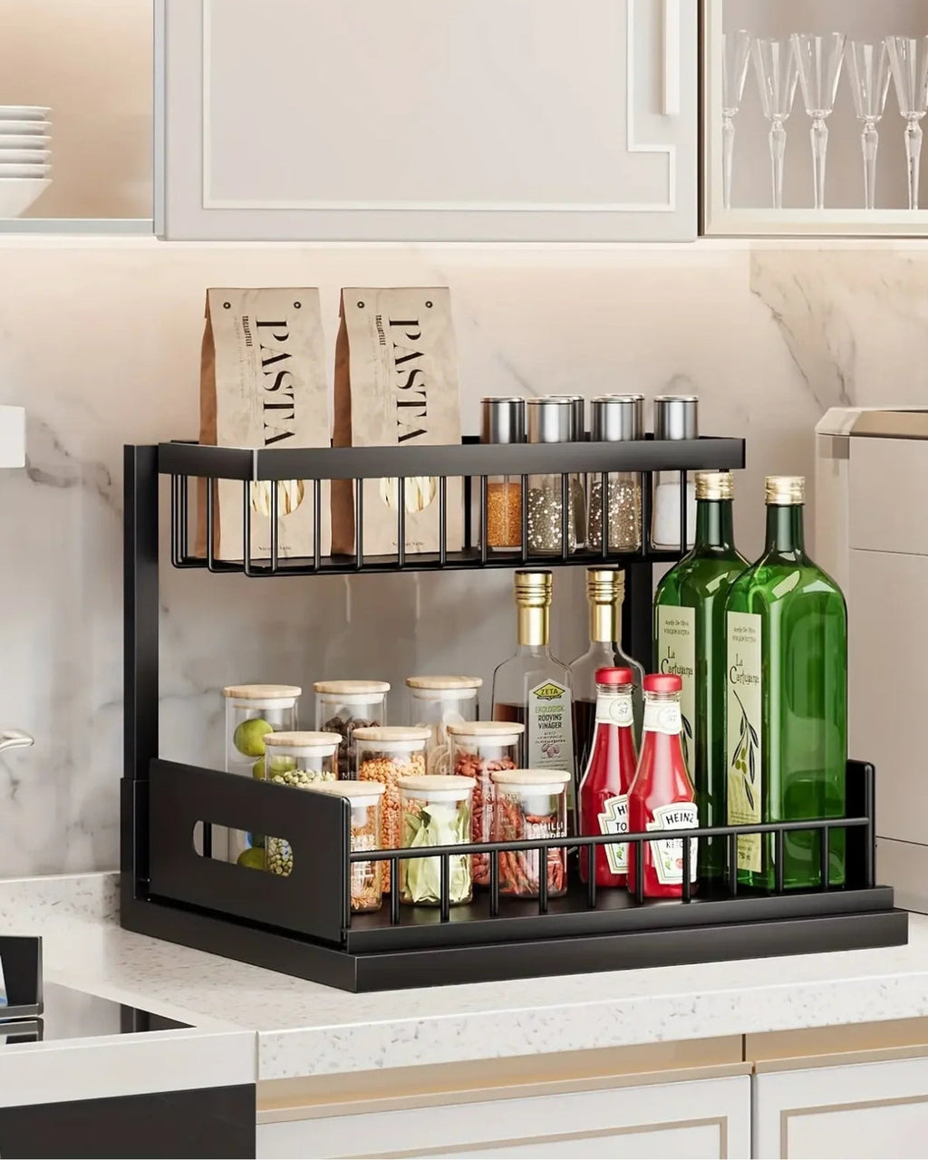 Under Sink Organizer – Two-Level Pull-Out Design – Stylish Bathroom or Kitchen Storage Solution 1