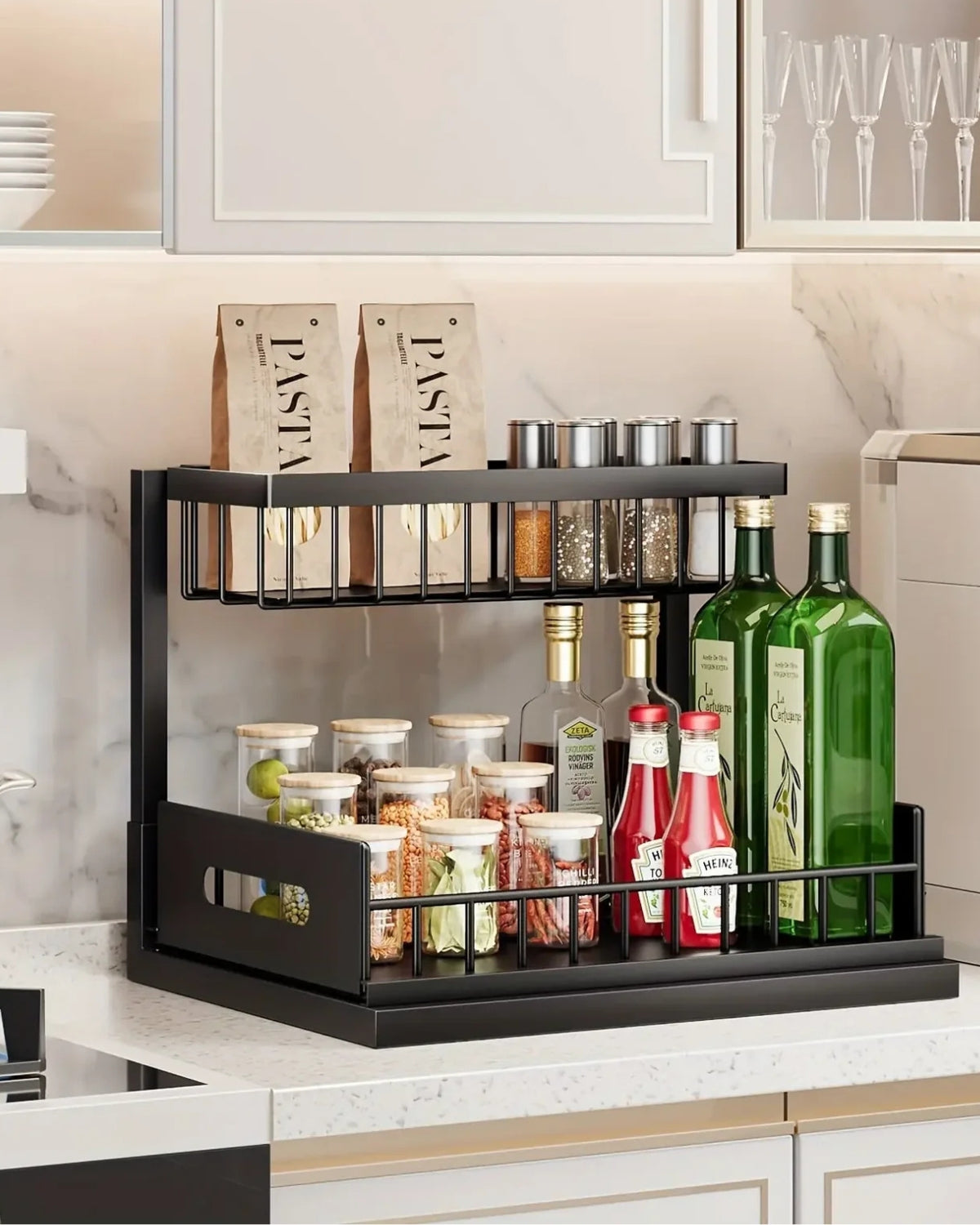 Under Sink Organizer – Two-Level Pull-Out Design – Stylish Bathroom or Kitchen Storage Solution 1