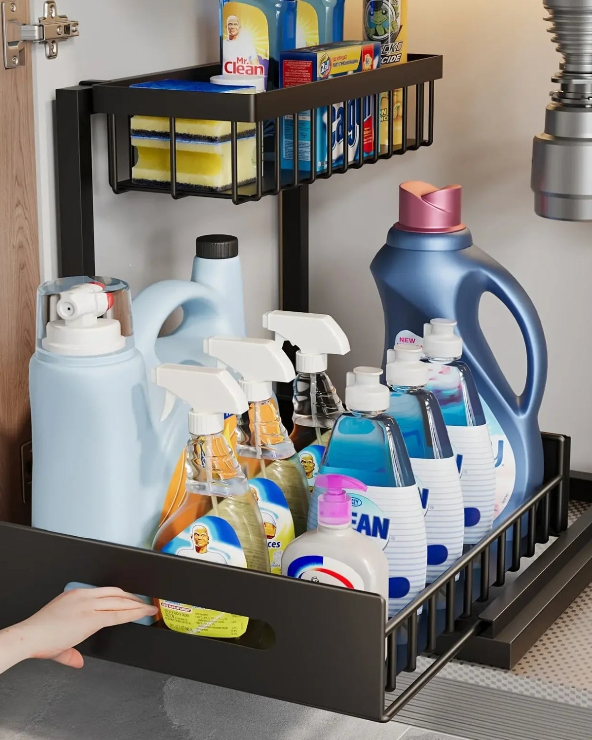 Under Sink Organizer – Two-Level Pull-Out Design – Stylish Bathroom or Kitchen Storage Solution 2