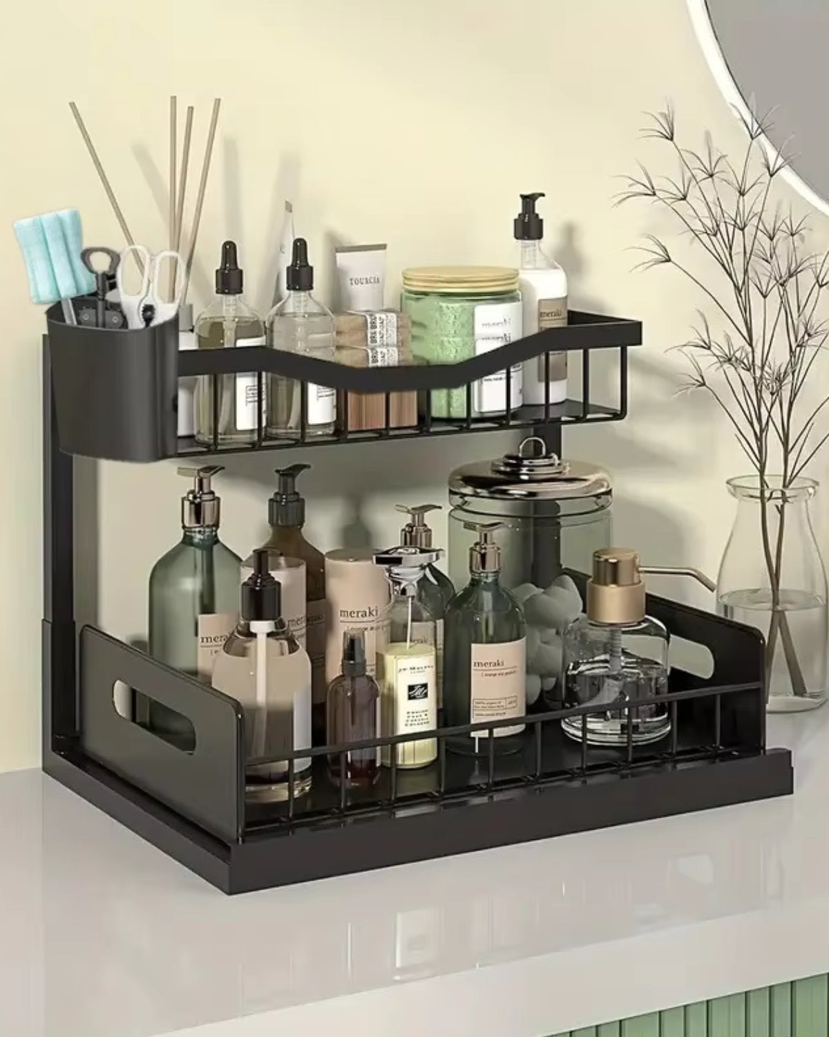 Under Sink Organizer – Two-Level Pull-Out Design – Stylish Bathroom or Kitchen Storage Solution 3