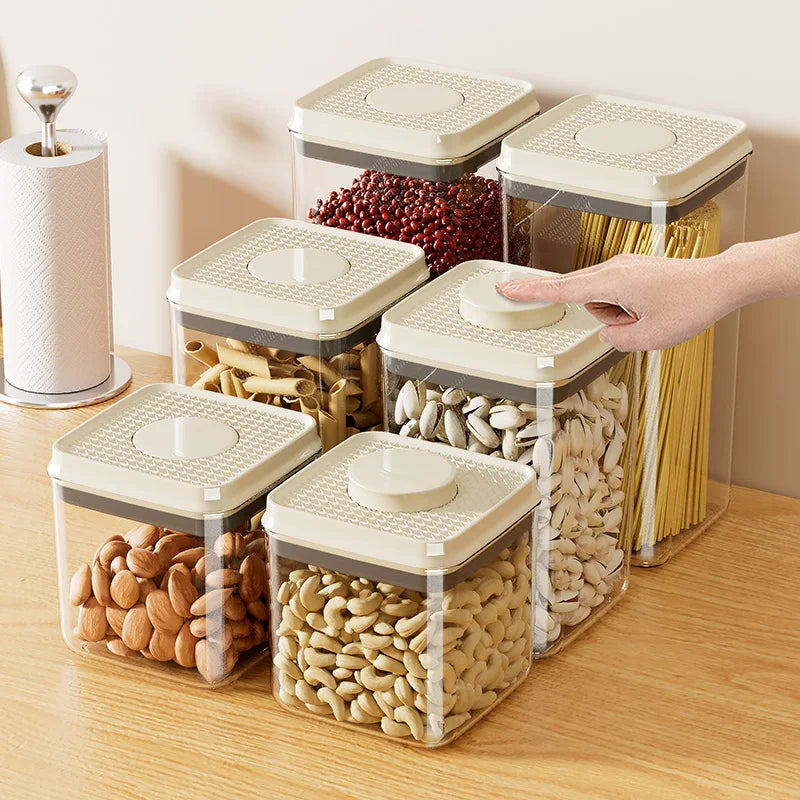 Vacuum Sealed Storage Jar – Food-Grade Plastic – Moisture-Proof Design – Ideal for Snacks and Grains 0