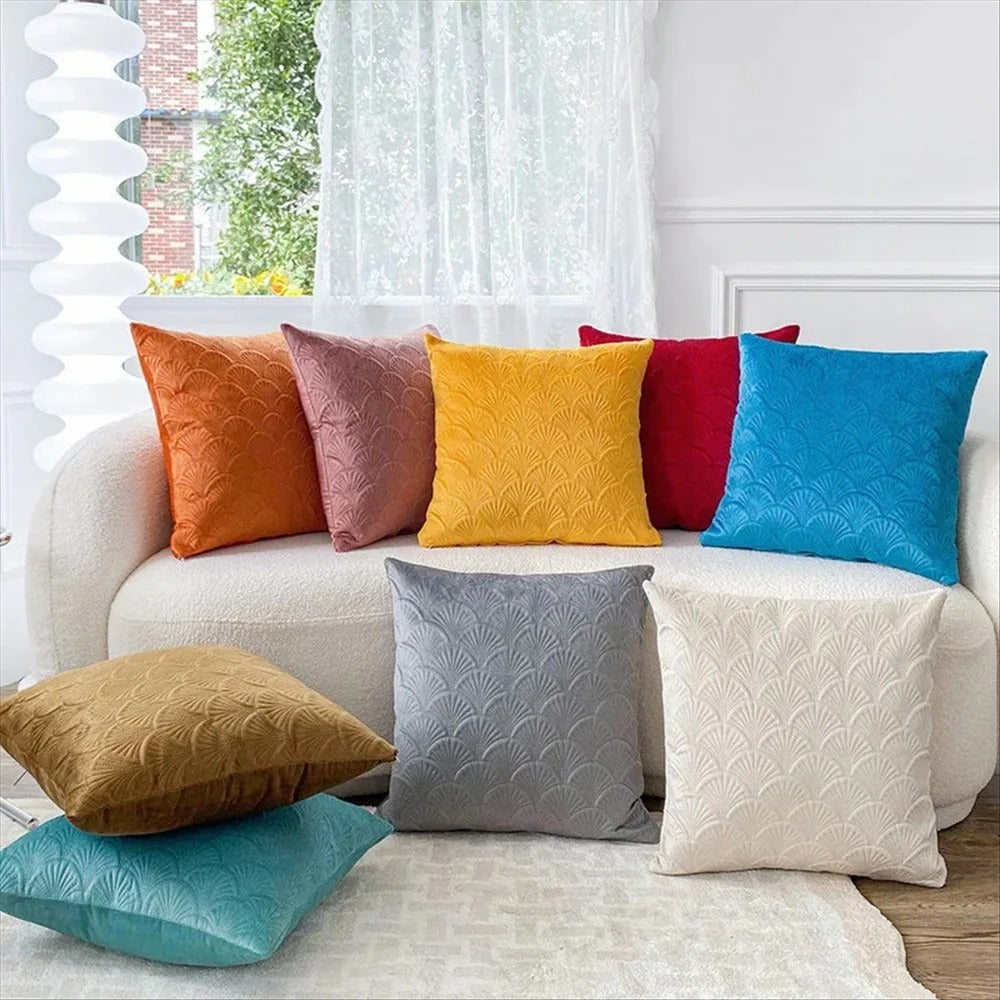 Velvet cushion covers – Soft fabric – Distinctive shell design – Cozy home accents – 17.7 x 17.7 in 2