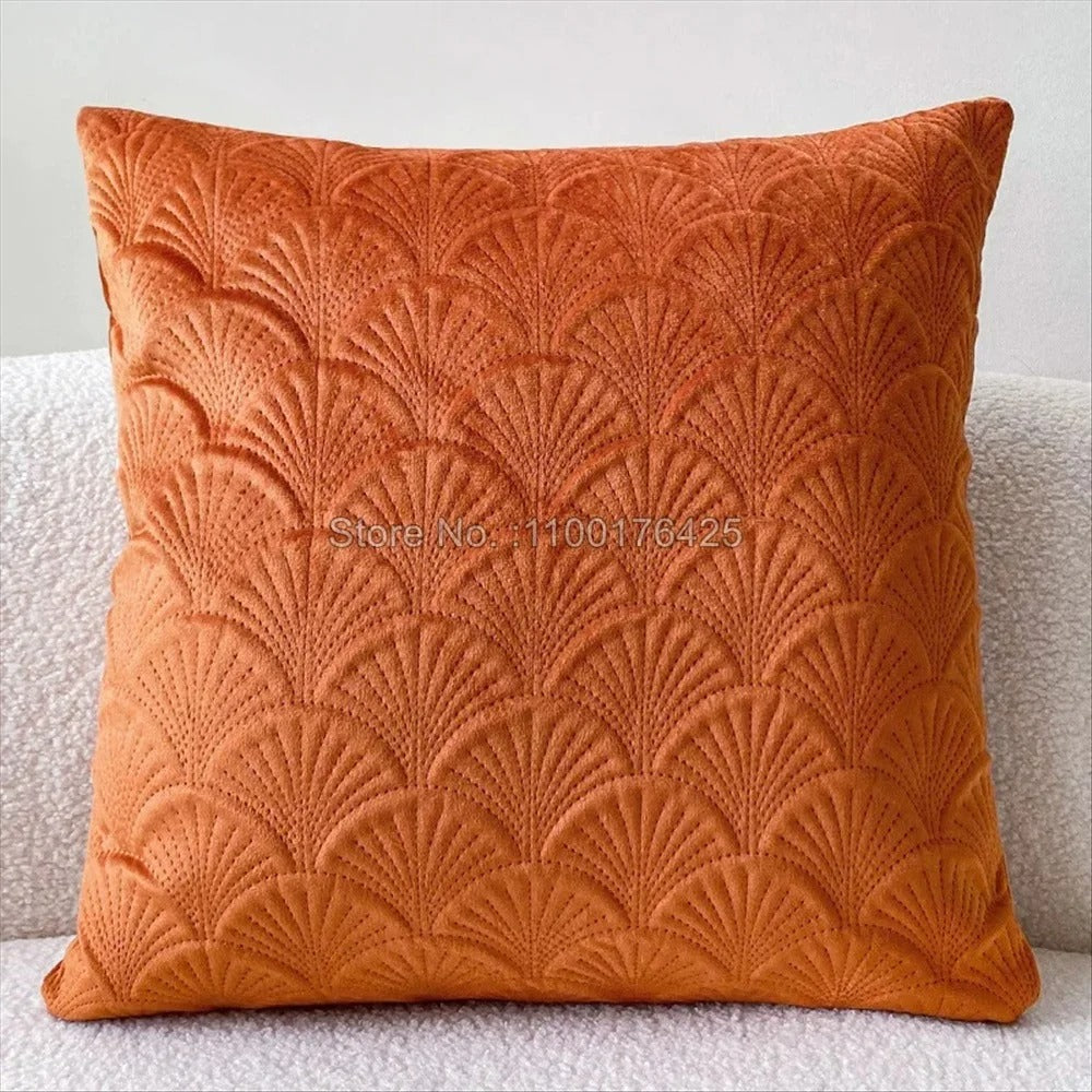 Velvet cushion covers – Soft fabric – Distinctive shell design – Cozy home accents – 17.7 x 17.7 in 4