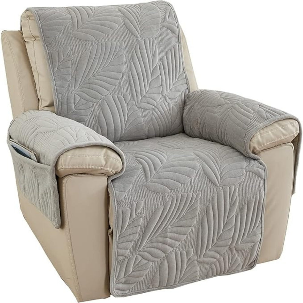 Verdant Leaf Pattern Recliner Cover – Universal Anti-Slip Slipcover for Recliner Chair Protection and Style 4