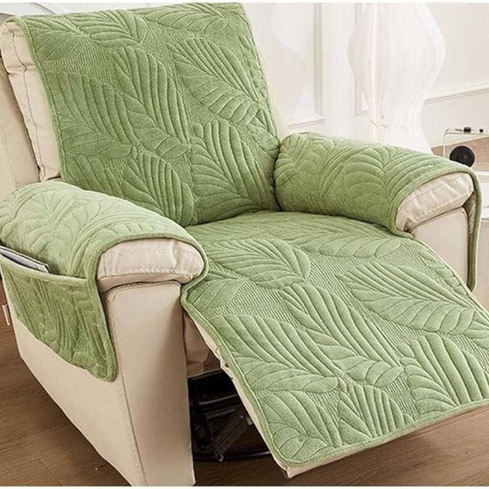 Verdant Leaf Pattern Recliner Cover – Universal Anti-Slip Slipcover for Recliner Chair Protection and Style 5