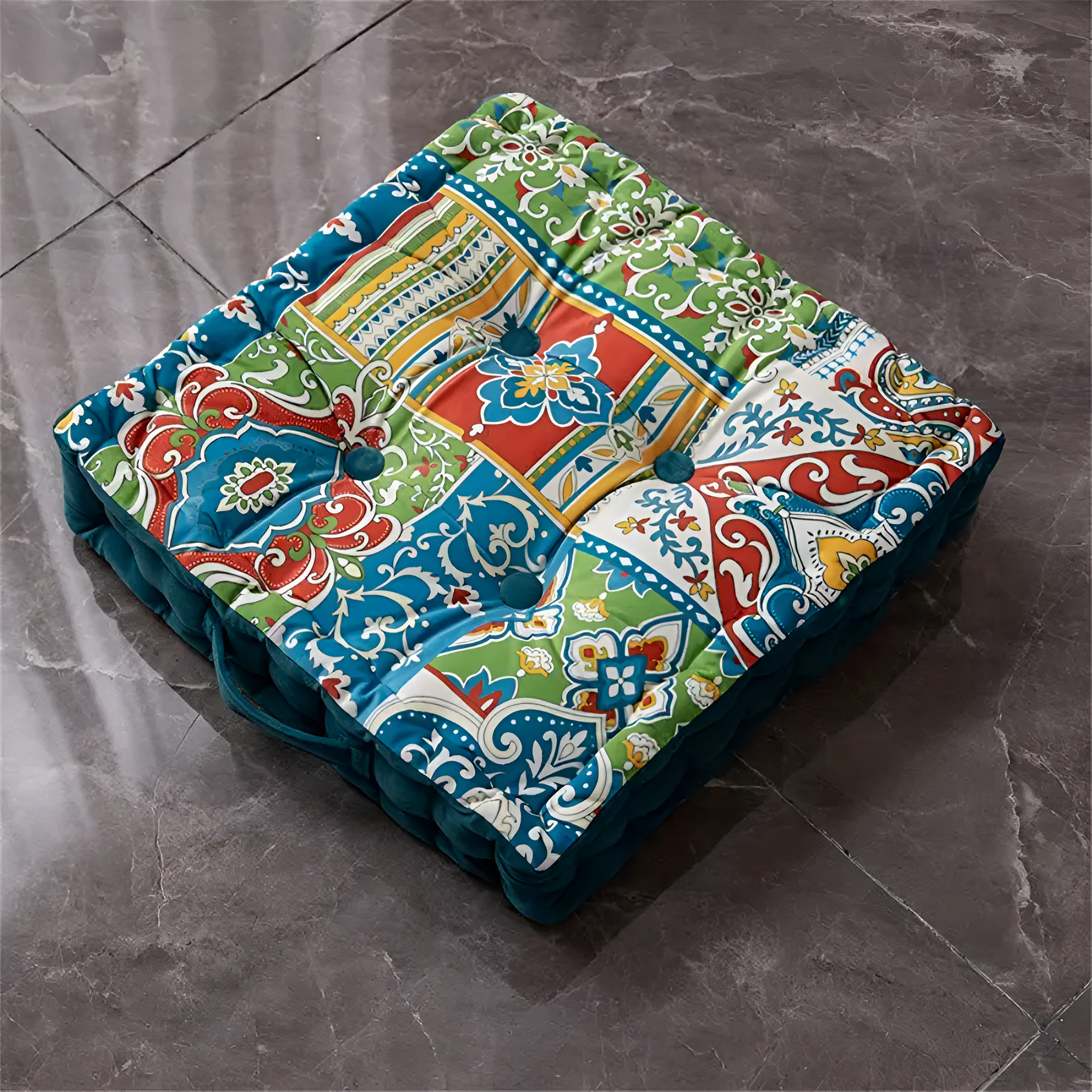 Vintage-Inspired Tufted Floor Cushion in Soft Velvet for Meditation and Home Decor - Comfortable Floor Seating Pillow 1