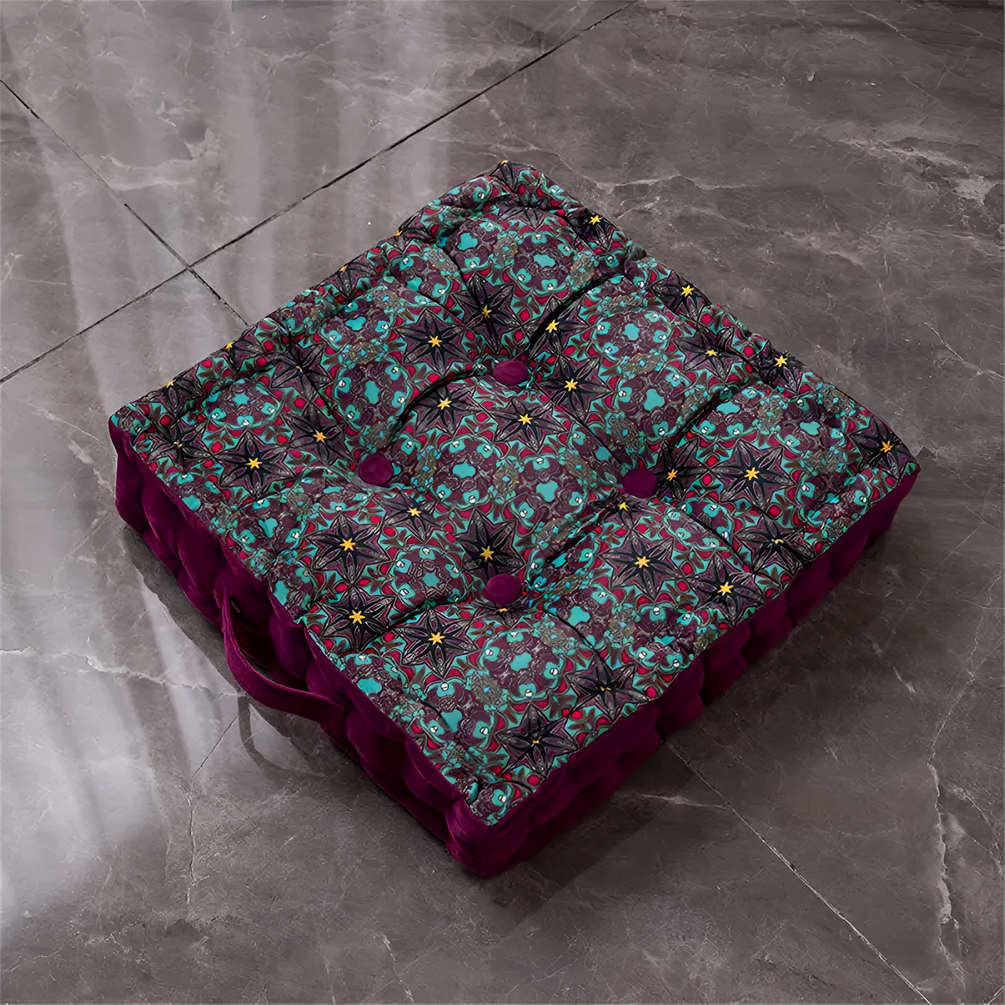 Vintage-Inspired Tufted Floor Cushion in Soft Velvet for Meditation and Home Decor - Comfortable Floor Seating Pillow 3
