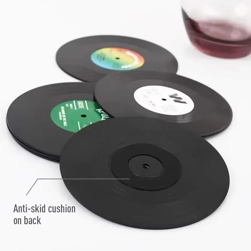 Vinyl record coasters – Retro design – Set of 6 – Durable and anti-slip drink mats 2