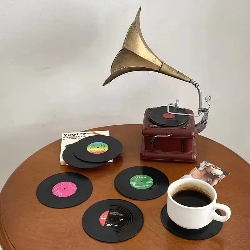 Vinyl record coasters – Retro design – Set of 6 – Durable and anti-slip drink mats 4