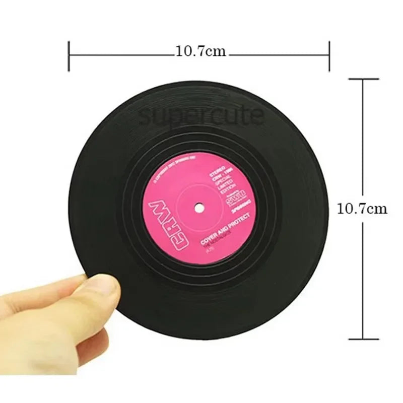Vinyl record coasters – Retro design – Set of 6 – Durable and anti-slip drink mats 5