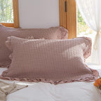 Waffle Weave Cotton Pillowcases with Ruffle – Soft, Breathable, Set of 2, 50cm x 75cm for Standard Pillows 5