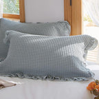Waffle Weave Cotton Pillowcases with Ruffle – Soft, Breathable, Set of 2, 50cm x 75cm for Standard Pillows 9