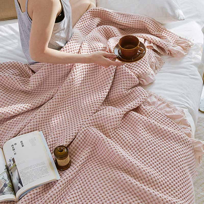 Waffle Weave Sofa Blanket – Soft Cotton Quilt for Cozy Home Decor, Multi-Size Options Available 1