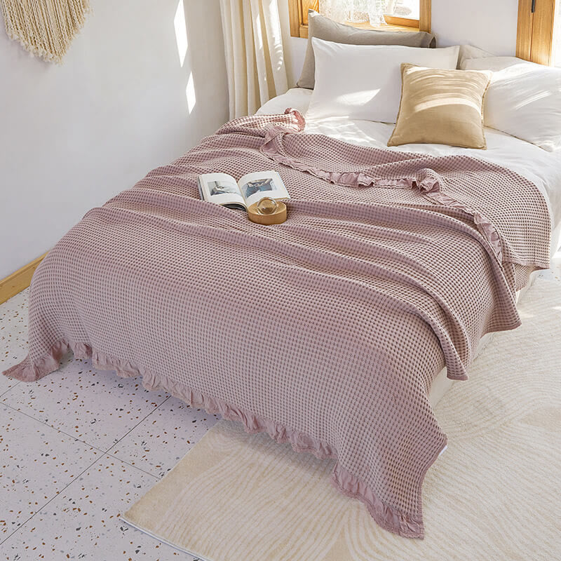 Waffle Weave Sofa Blanket – Soft Cotton Quilt for Cozy Home Decor, Multi-Size Options Available 4