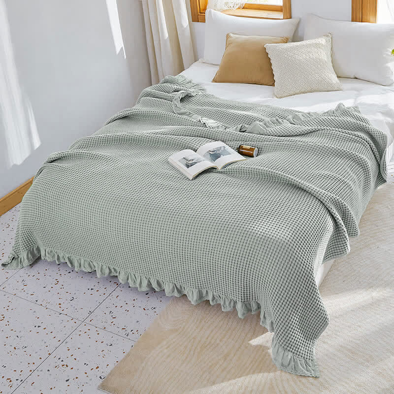 Waffle Weave Sofa Blanket – Soft Cotton Quilt for Cozy Home Decor, Multi-Size Options Available 6