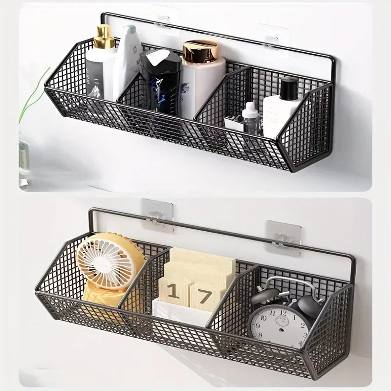 Wall-Mounted Kitchen Storage Basket – Durable Iron – Black – Organizes Spices and Vegetables 4