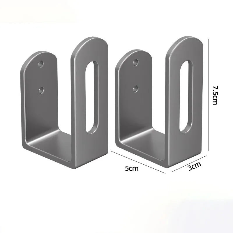 Set of two wall-mounted kitchen racks in sleek black metal, designed for multifunctional storage. Features include holders for cutting boards and pot covers, ideal for 5
