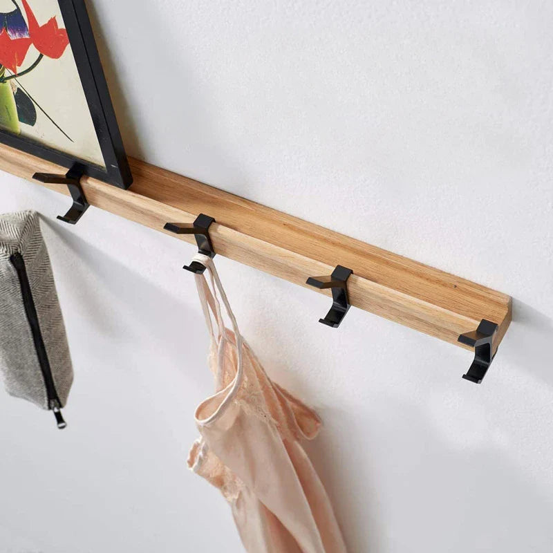 Wall Mounted Coat Rack - Black Nordic Design with Movable Hooks 1