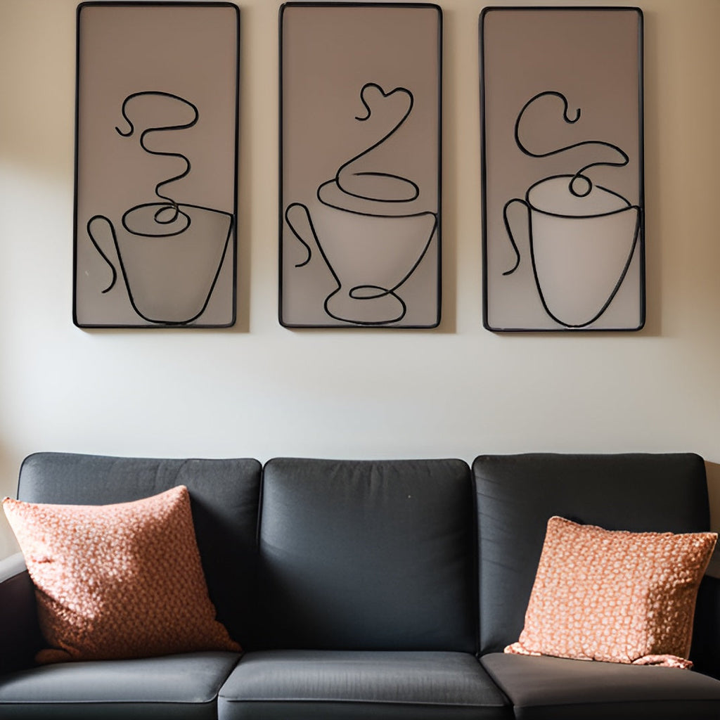Wall art – Black iron coffee cup design – Creative indoor and outdoor wall decor – 9.4 x 4.7 x 0.4 in 1