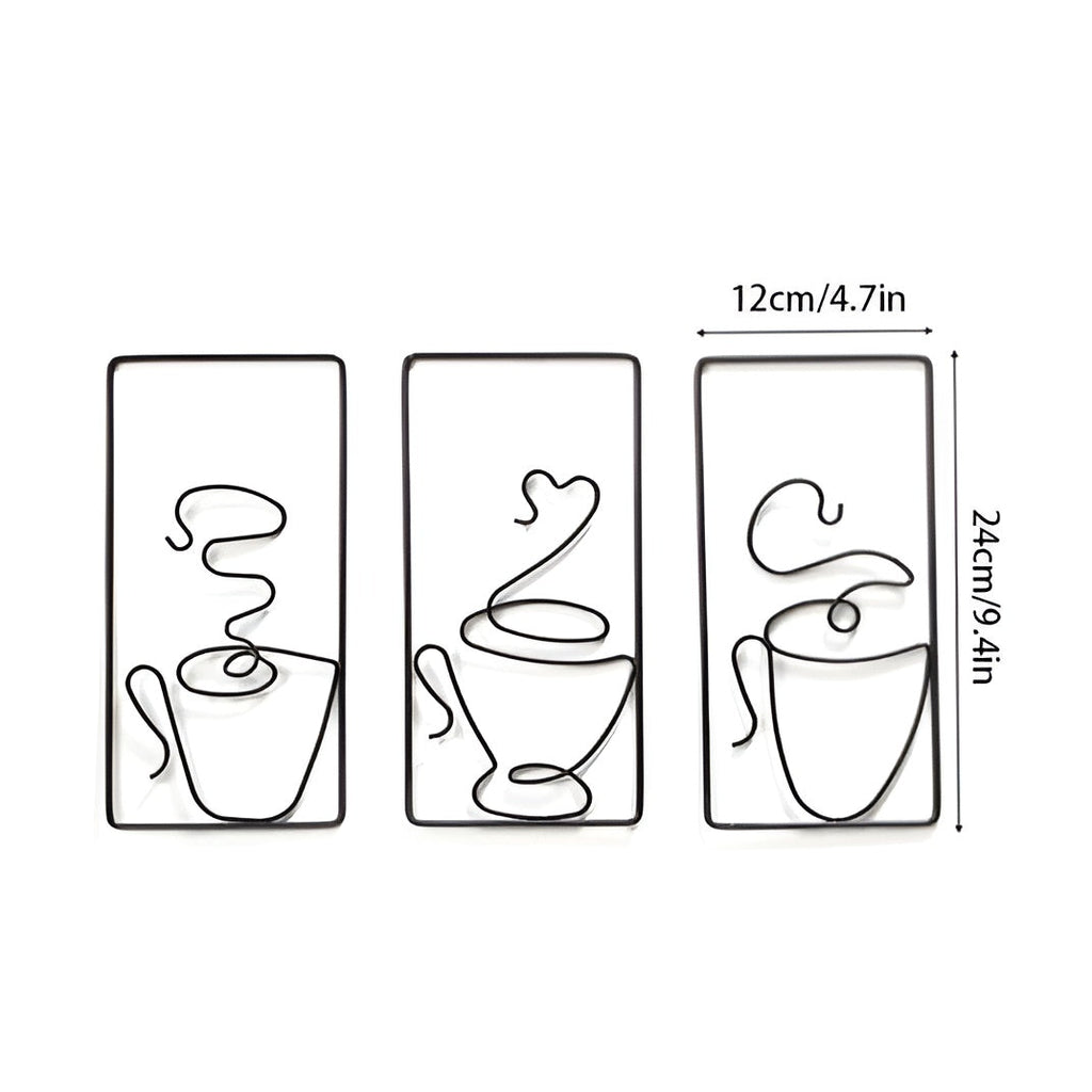 Wall art – Black iron coffee cup design – Creative indoor and outdoor wall decor – 9.4 x 4.7 x 0.4 in 2
