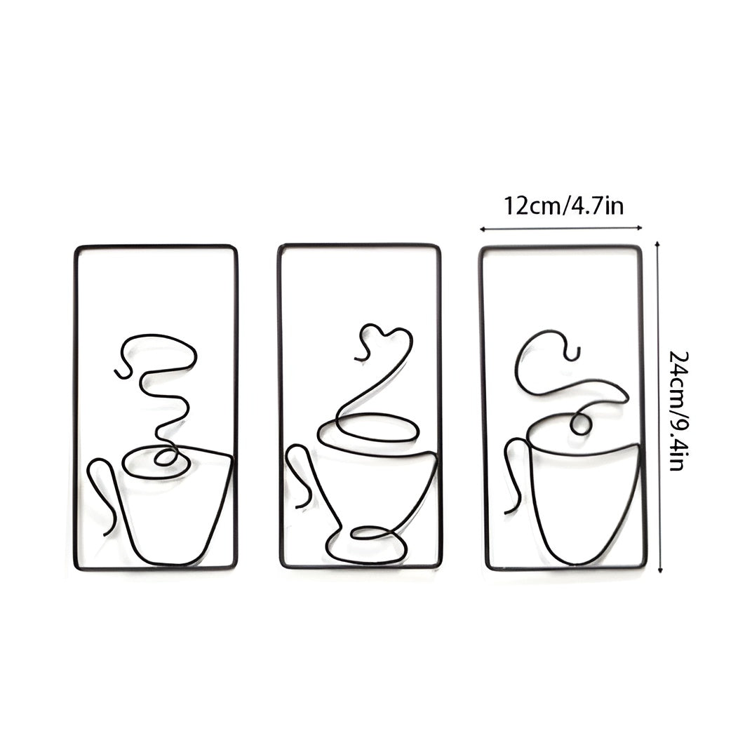 Wall art – Black iron coffee cup design – Creative indoor and outdoor wall decor – 9.4 x 4.7 x 0.4 in 2