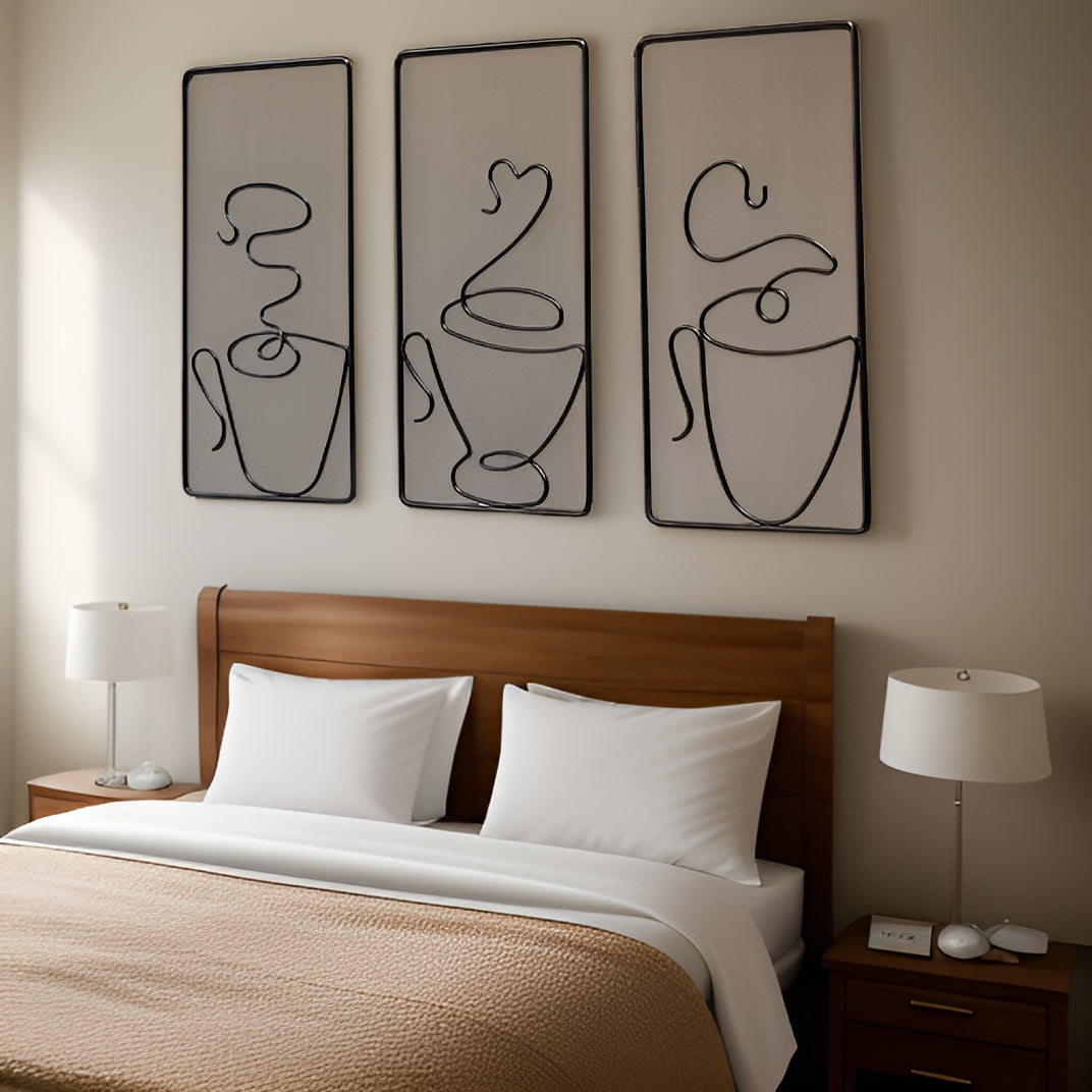 Wall art – Black iron coffee cup design – Creative indoor and outdoor wall decor – 9.4 x 4.7 x 0.4 in 4