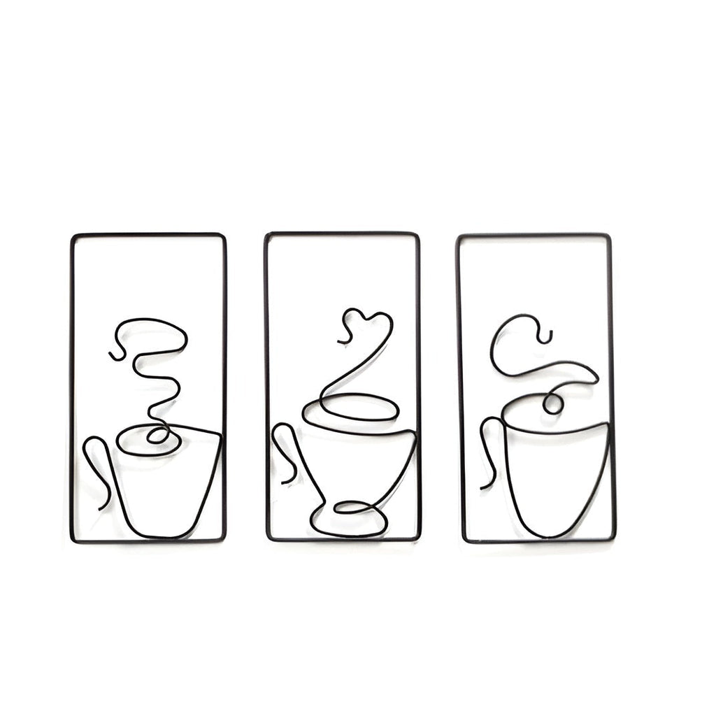 Wall art – Black iron coffee cup design – Creative indoor and outdoor wall decor – 9.4 x 4.7 x 0.4 in 9