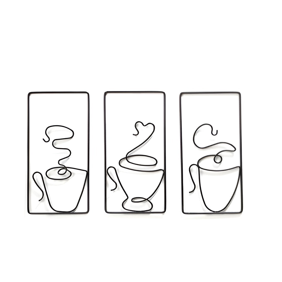 Wall art – Black iron coffee cup design – Creative indoor and outdoor wall decor – 9.4 x 4.7 x 0.4 in 9