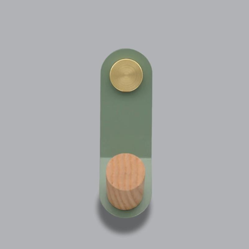 Wall hook – Minimalist oak and brass – Soft pastel colors – Coat hooks for wall – Versatile storage solution 0
