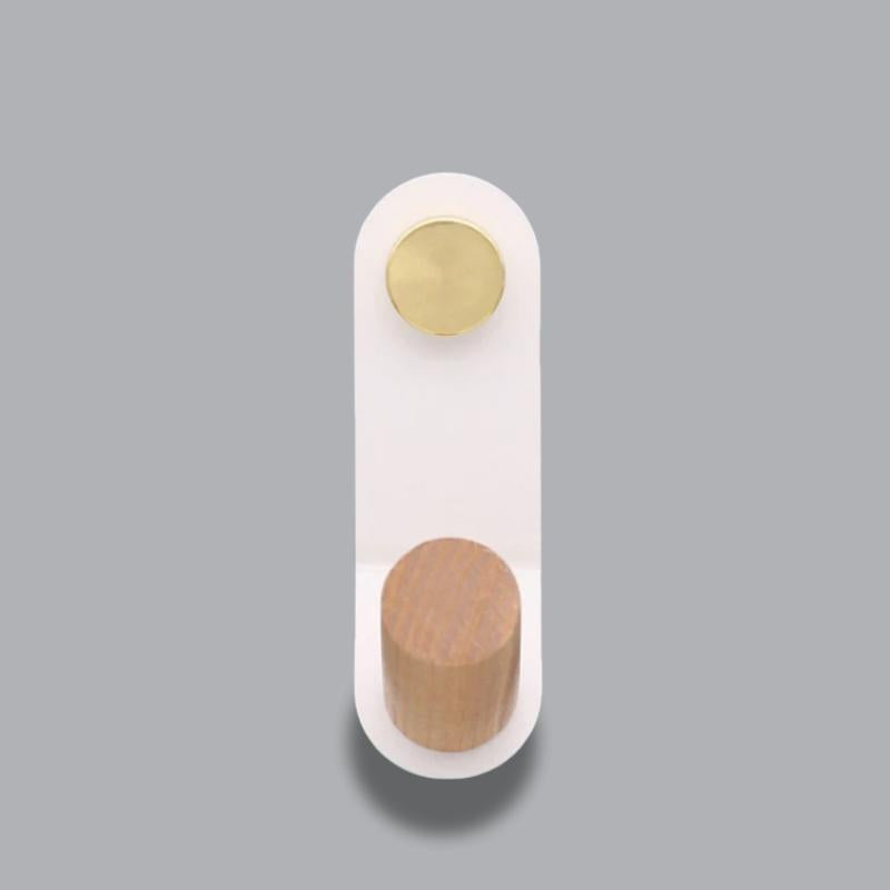 Wall hook – Minimalist oak and brass – Soft pastel colors – Coat hooks for wall – Versatile storage solution 10