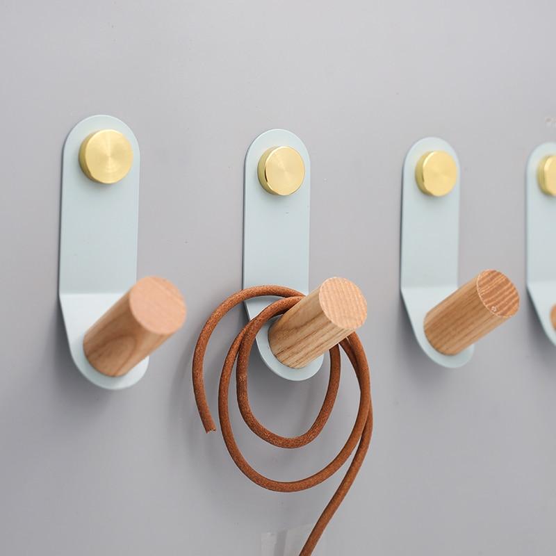 Wall hook – Minimalist oak and brass – Soft pastel colors – Coat hooks for wall – Versatile storage solution 4
