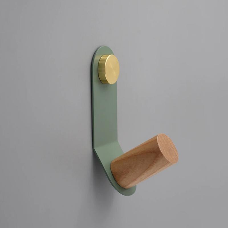Wall hook – Minimalist oak and brass – Soft pastel colors – Coat hooks for wall – Versatile storage solution 5