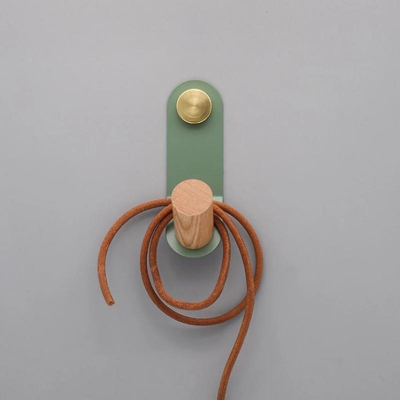 Wall hook – Minimalist oak and brass – Soft pastel colors – Coat hooks for wall – Versatile storage solution 6