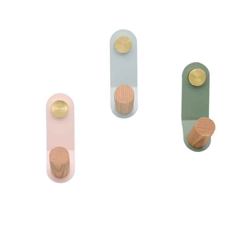 Wall hook – Minimalist oak and brass – Soft pastel colors – Coat hooks for wall – Versatile storage solution 8