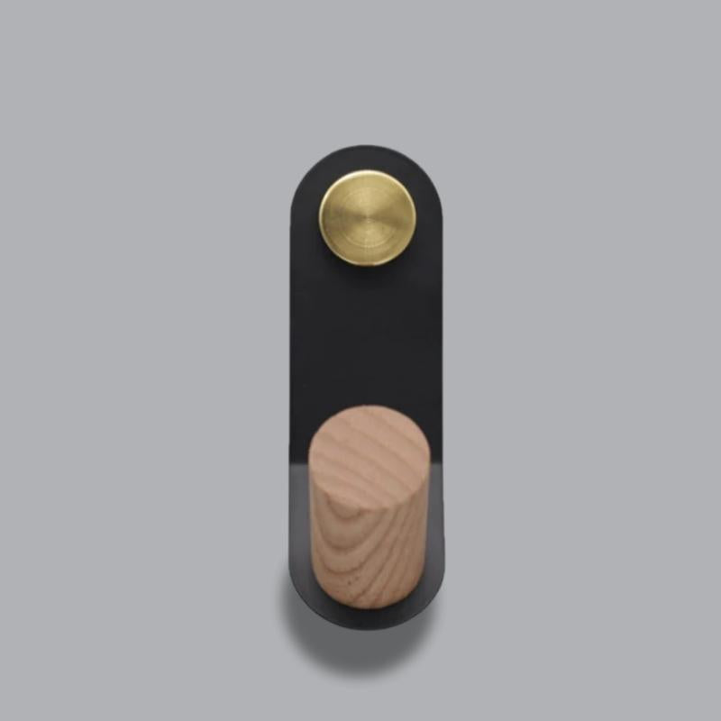 Wall hook – Minimalist oak and brass – Soft pastel colors – Coat hooks for wall – Versatile storage solution 9