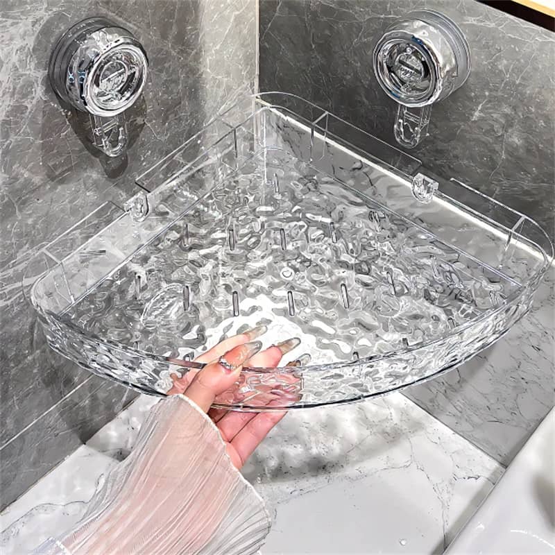 Wall shelf – Durable plastic – Suction cup mounted – Versatile organizer for bathroom, kitchen, or office 3