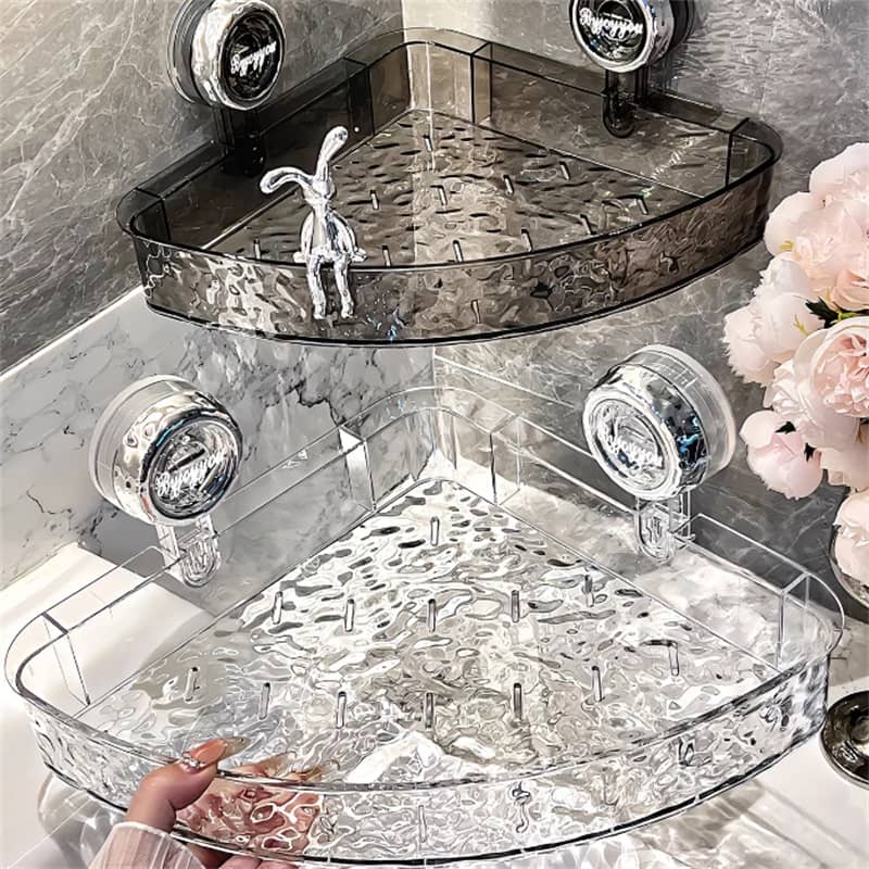 Wall shelf – Durable plastic – Suction cup mounted – Versatile organizer for bathroom, kitchen, or office 4